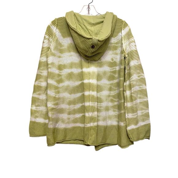 Pure Handknit Tie Dye Chunky Cardigan Sweater Size Small/Medium Green Hooded - Picture 2 of 6